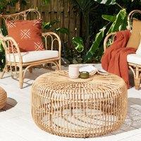 Wyld and Coco Rattan Round Coffee Table 85cm Handmade Beige