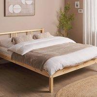 Wyld and Coco Light Pine Double Bed Frame 4ft6 Slatted Base Modern in Brown