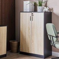 Wyld and Coco Light Brown 3-Shelf Lockable Storage Cabinet W80 x D40 x H117cm