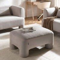 Wyld and Coco Dark Beige Fabric Ottoman - Plush Rectangular Footstool No Assembly