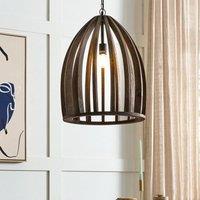 Wyld and Coco Mango Wood Pendant Lamp - Dark Brown Open Cage Handmade