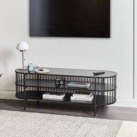 Wyld and Coco Low TV Stand Black MDF 2-Shelf Modern Console