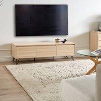 Wyld and Coco Home TV Stand 150cm Light Brown Particle Board Three Shelves Modern