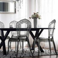 Wyld and Coco Acryluxe Vintage-Style Transparent Black Dining Chairs Set of 2
