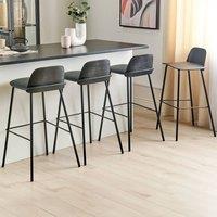 Wyld and Coco Set 4 Counter Height Bar Stools 90 cm Black Synthetic Seat