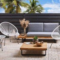 Wyld and Coco Bistro 3-Piece White PE Rattan 2-Seater Round Set
