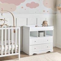 Wyld and Coco Changing Table Dresser White - Shelves and Drawers W90 x D50 x H86cm
