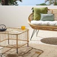 Wyld and Coco Outdoor Rattan Coffee Table Natural Powder Coat Handmade Boho Style