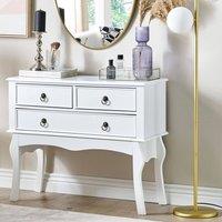 Wyld and Coco White MDF Console Table 91x35x75 cm 3 Drawers Retro Design | Size: 91 x 35 x 75 cm