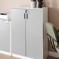 Wyld and Coco Locking 2-Door Cabinet - Light Grey with White Interior