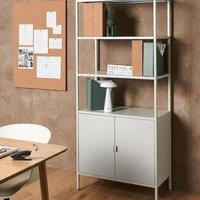 Wyld and Coco Light Grey Powder-Coated Steel Office Cabinet with 5 Shelves