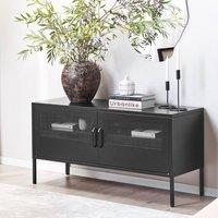 Wyld and Coco Black Steel Mesh Door Sideboard - 2 Door Wall-Mounted TV Stand