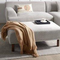 Wyld and Coco Fabric Light Grey Water Repellent Rectangular Ottoman Eucalyptus