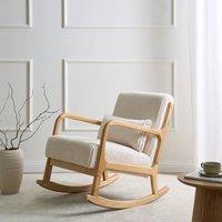 Wyld and Coco Norden Living Rocking Armchair - White Corduroy Low Vintage Profile