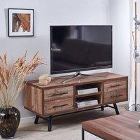 Wyld and Coco TV Stand for 57-Inch TV Light Brown - 2 Shelves 4 Drawers