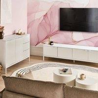 Wyld and Coco White TV Stand Metal Legs Fits up to 54 inch TVs Cable Management