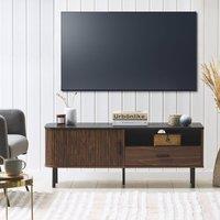 Wyld and Coco 54-Inch TV Stand - Retro Sliding Cabinet with Cable Management in Brown