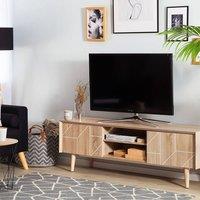 Wyld and Coco 70 TV Stand Light Brown with 2 Cabinets