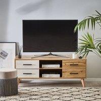 Wyld and Coco Rustic 55-inch TV Stand Light Brown with White Drawers