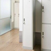 Wyld and Coco Storage Locker White and Grey Metal Cabinet Lockable Doors