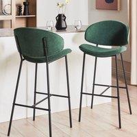 Wyld and Coco Set of 2 Green Armless Bar Chairs Curved Backrest Powder Coat Iron