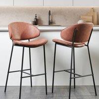 Wyld and Coco Brown Faux Leather Bar Chairs Set of 2