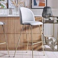 Wyld and Coco Velvet Counter-Height Bar Chair Grey with Gold Frame