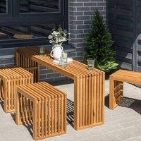 Wyld and Coco Acacia Solid Wood Garden Dining Table Light Oil Finish 4 Seater in Brown