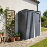 Wyld and Coco Graphite Grey Galvanised Steel Garden Shed - Lockable Sliding Doors