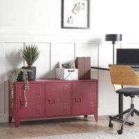 Wyld and Coco 3-Door Sideboard - Dark Red Adjustable Shelves