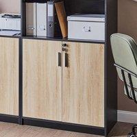 Wyld and Coco Light Brown and Black 2 Door Lockable Storage W80 x D40 x H117cm