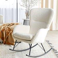 Wyld and Coco Boucl Rocking Chair Beige with Black Metal Legs