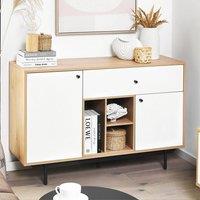 Wyld and Coco Retro Sideboard Light Brown and White Wood Cabinets
