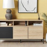 Wyld and Coco Three-Door Sideboard - Light Brown and Grey MDF