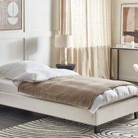 Wyld and Coco EU Single 3ft Light Beige Fabric Slatted Bed Frame - No Headboard