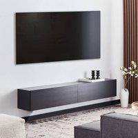 Wyld and Coco Wall-Mounted TV Stand Black Up to 70in Two Hidden Cabinets