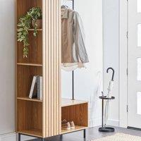 Wyld and Coco Five-Shelf Open Wardrobe with Clothing Rail Light Brown Wood-Look