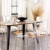 Wyld and Coco Transparent Polycarbonate Dining Chairs Set 2 Armless Stackable in Clear
