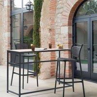 Wyld and Coco Set of 2 Black Retro Bar Chairs - Weatherproof Indoor Outdoor
