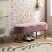 Wyld and Coco Velvet Pink Bed Bench with Gold Metal Legs