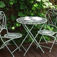 Wyld and Coco Green Metal Bistro Set - 2 Folding Chairs with Round Table