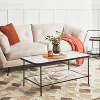 Wyld and Coco Retro Black Fluted Glass Coffee Table 100 x 51 cm in Clear