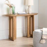 Wyld and Coco Console Table - Light Brown MDF with Rattan Base 120cm