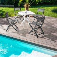 Wyld and Coco Dark Grey Folding Stackable Dining Chairs Set 4 Armless
