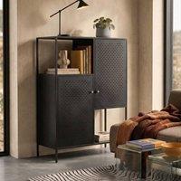 Wyld and Coco Black Powder-Coated Steel 6-Shelf Office Storage Cabinet