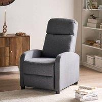 Wyld and Coco Reclining Armchair Grey Faux Linen With Adjustable Backrest