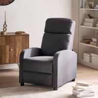 Wyld and Coco Reclining Armchair Dark Grey Faux Linen with Wooden Frame