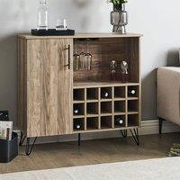 Wyld and Coco Light Brown Wine Built In Rack Matte Particleboard Metal Legs