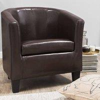 Wyld and Coco Belmont Home Club Armchair - Brown Faux Leather Low-Back Tub