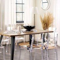 Wyld and Coco Transparent Polycarbonate Dining Chairs Set 2 Armless Stackable in Clear
